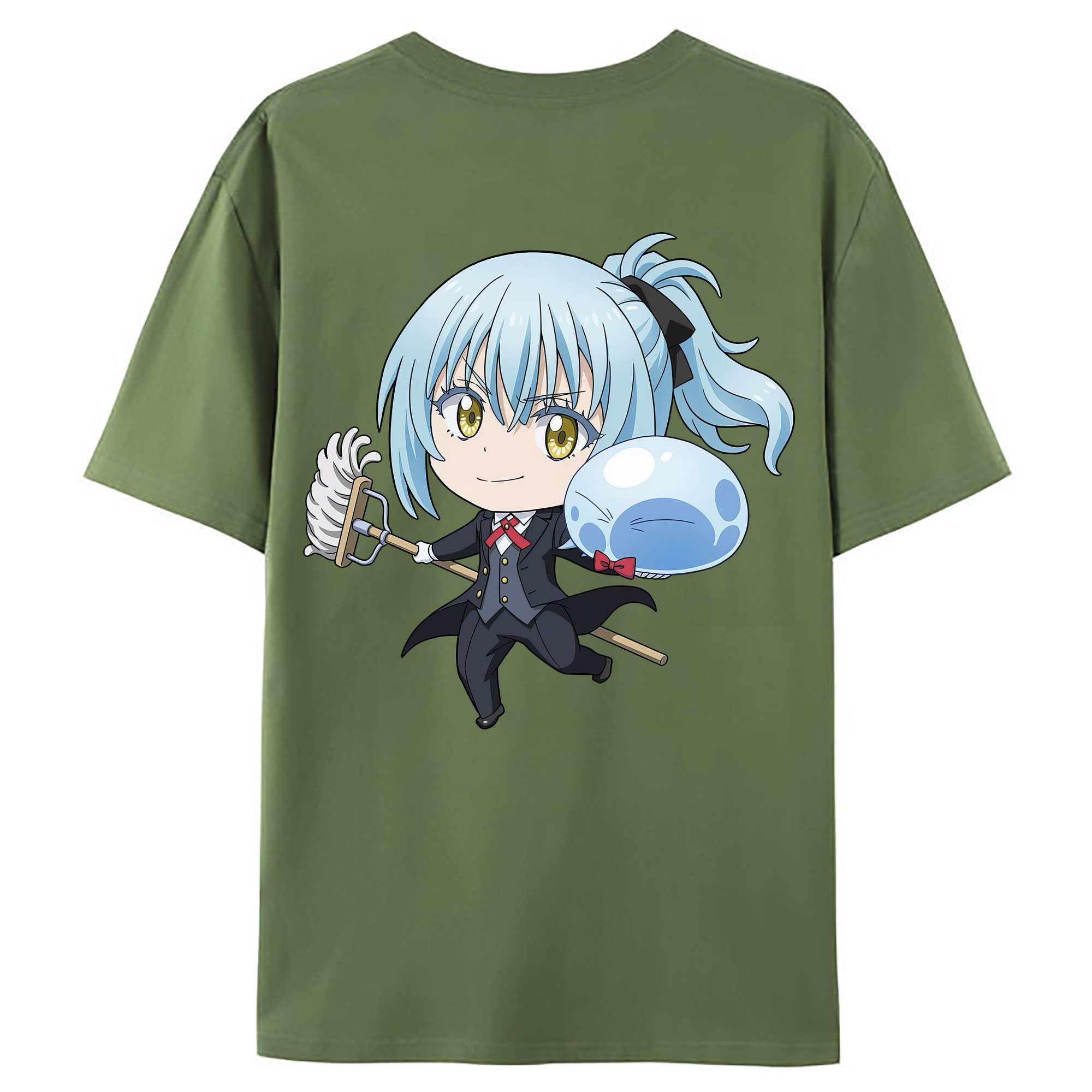 （画像用） 転スラ Regarding Reincarnated to Slime 綿100％ メンズ半袖Tシャツ（バックプリント） 通気性